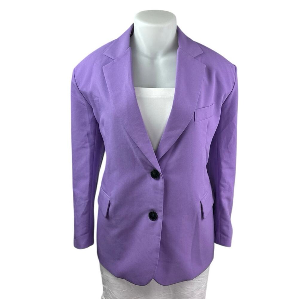 The Frankie Shop Women's Purple Long Sleeve Notch Blazer Coat Suit Jacket Sz 12